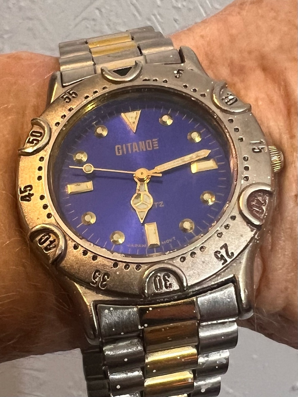 Gitano Two-Tone Bracelet Watch with Blue Dial and Gold Accents
